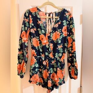 Floral Tie-Back Long Sleeve Romper
